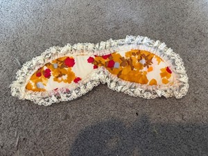 Vintage Floral, Pink Velvet, and Lace Sleeping Eye Mask Coquette Feminine Style