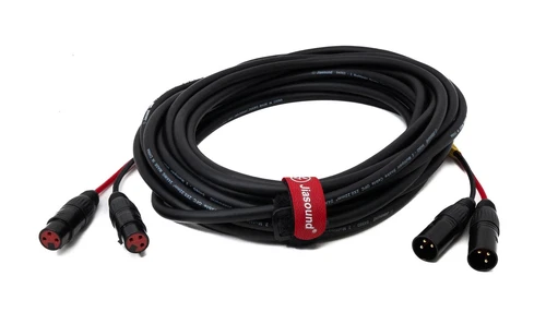 Audio Kabel 10 m XLR 3 polig 2x Stecker zu 2x Buchse AUX Adapter in Schwarz