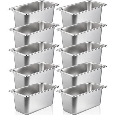 10 Pack Hotel Pans, 1/3 Size 6 Inch Deep Steam Table Pans, Anti Jam Stainless...