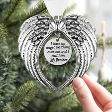 Christmas Memorial Hanging Ornaments Angel Wings, Memory Gifts Brother