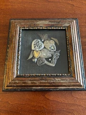 Framed Mixed Vintage Jewelry Art 6"x 6"