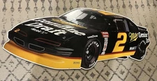 Vintage 1993 Miller Genuine Draft 3D Rusty Wallace #2 Metal Race Car Sign HUGE!