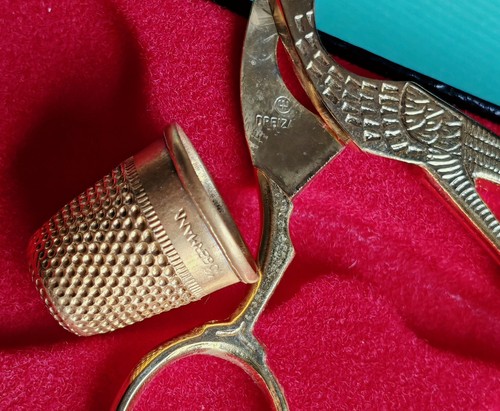 DREIZACK WÜSTHOF SOLINGEN NÄHSET SEWING SET STORCHENSCHERE/FINGERHUT EDELSTAHL - Bild 14 von 19