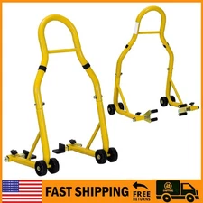 Motorcycle Front & Rear Stand Lift 900Lbs Spool Paddock Swingarm Arm Wheel Stand