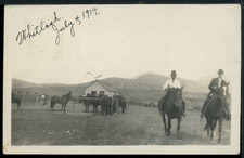RPPC 1914 OOAK Whitlash Montana 4th of July Horse Riding Vintage Postcard