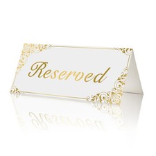 18 Pack Gold Reserved Table Signs for Wedding Party 3.6 x 8 inch, White