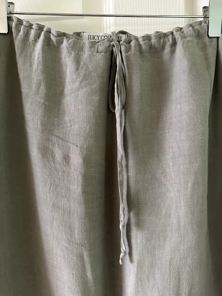 "Falda Juicy Couture 100 % lino maxi 40"" - verde salvia - talla M 6 8 - hecha en EE. UU. Foto 3 de 4