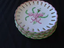 C-1181 4 Round Scalloped Pastel 7 3/4" Salad Snack Dessert Plates Portugal