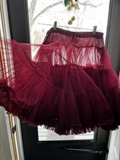 Vintage Sam s USA Extra Full Burgandy Red Knee Length Nylon Petticoat Size M