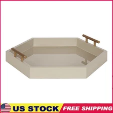 Hexagon Decorative Accent Tray W/ Metal Handles Mid Century Modern Style New