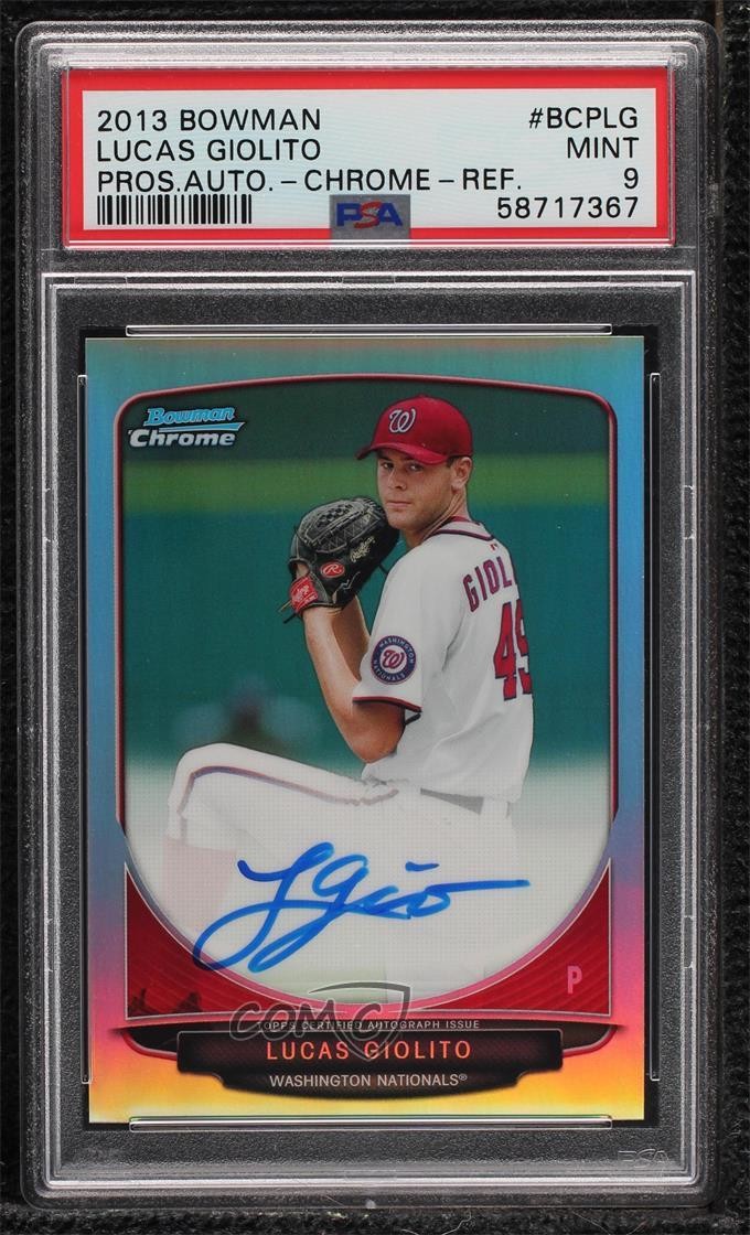 2013 Bowman Chrome Prospects Refractor /500 Lucas Giolito PSA 9 MINT Auto 0c37