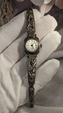 Vintage Chaika watch, sterling silver 925, trident mark, patterned bracelet