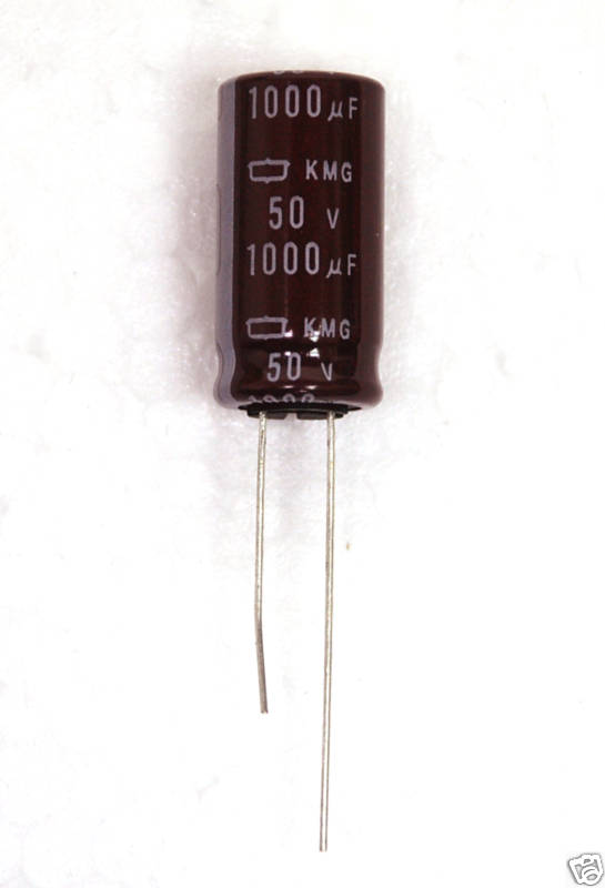 50pc Electrolytic Capacitor KMG 1000uF 50V -55~+105℃ Nippon Chemi-Con 13x25mm
