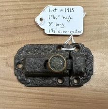 1415–Antique Cast Iron Late 1800s Cupboard Cabinet Latch Complete Pat’d. 1871