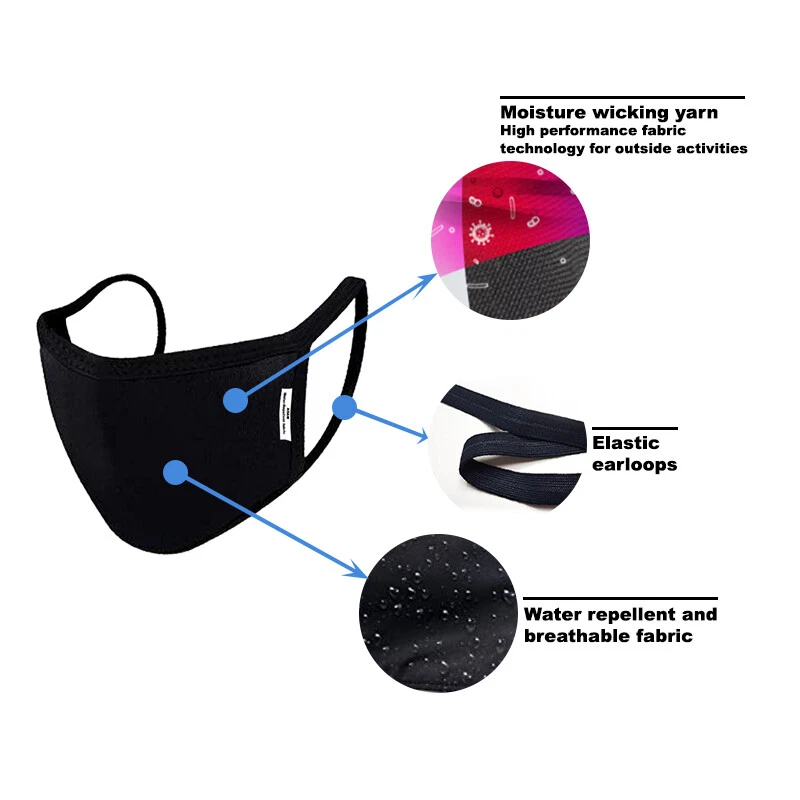 Mascarilla facial reutilizable, lavable doble capa para adulto (color negro) Foto 2 de 4