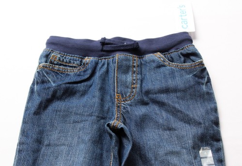 Carter's Boy's Pull-On Drawstring Cotton Jeans CG2 Dark Wash Size 4 NWT - Picture 2 of 4