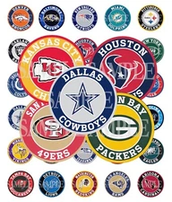 15 Pre-Cut NFL Football Teams 1 Inch Bottle Cap Images (71 Options)