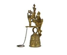 Large French Doorbell knocker Brass Angel  chime   Pull cord chain  Front door k