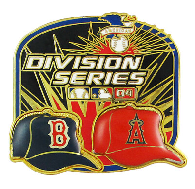 2004 American League Division Series Dueling Caps Pin - Red Sox vs Angels