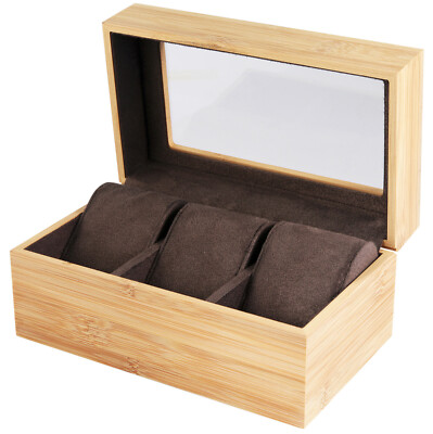 Uhrenbox Schatulle Truhe Kasten edles Design Braun Beige Bambus Holz fr 3  Uhren | eBay.de