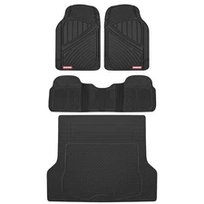 MotorTrend FlexTough Rubber Floor Mats & Trunk Cargo Mat Liner Set, Heavy Duty
