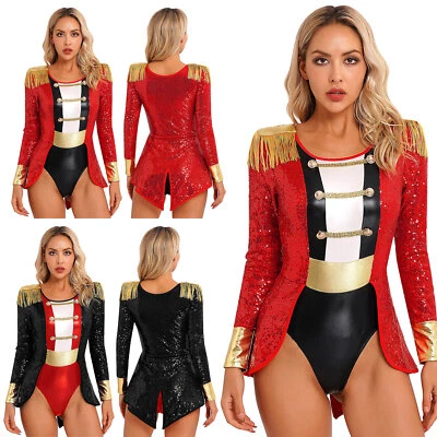 Zirkus Kostüm Damen Pailletten Bodysuit Overall Zirkusdirektor Karneval Party - Bild 1 von 3