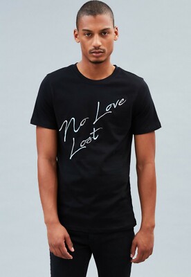 Mennace No Love Lost besticktes schwarzes T-Shirt Medium SALEf AA 14