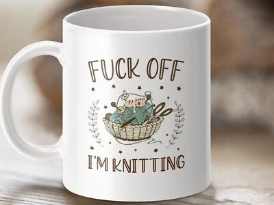 MHP Funny Rude Knitting Mug, Knitting Gifts, Cute Yarn Mug, Sassy Mug for Knitters