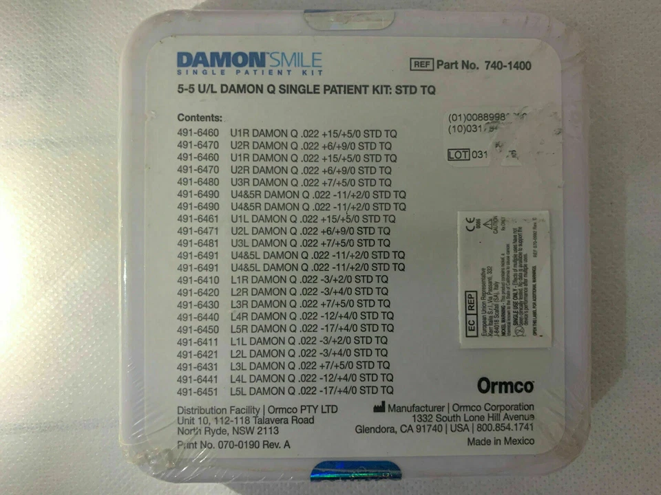Kit de paciente único Ormco Damon Q ETS tq Ref: 740-1400 nuevo caja sellada Foto 2 de 3