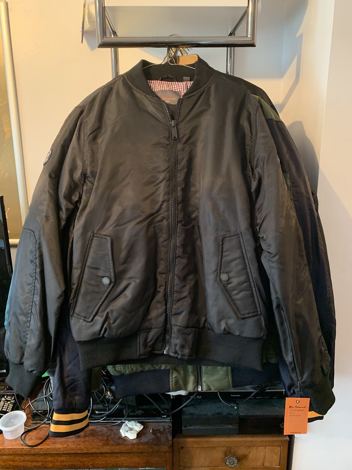 Ben Sherman MA1 Bomber Jacket Black Mens Small Slim Fit Rare RRP $195.00