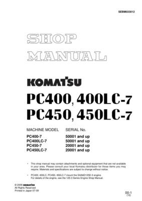 Komatsu PC400-7, PC400LC-7, PC450-7,PC450LC-7 Hydraulic Excavator Service Manual
