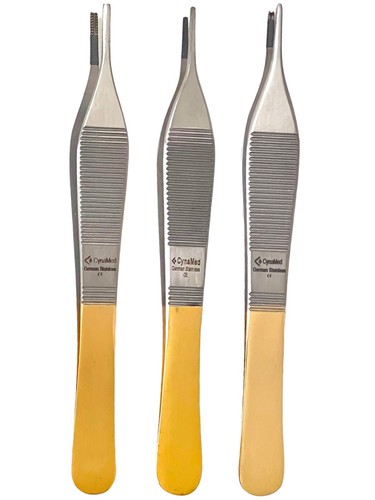 German T/C Adson Tissue Forceps 1x2 Rat Tooth,Brown ,Serrated Teeth Surgical Ins - Picture 73 of 80