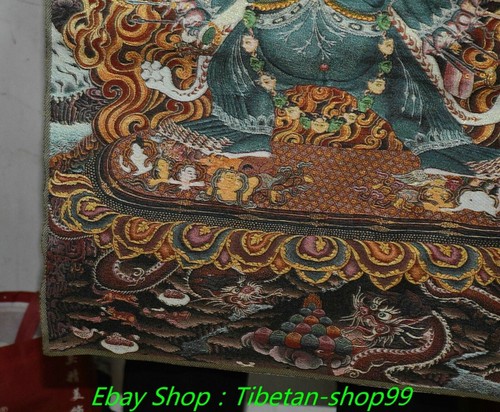 Pintura Tangka Thangka de 35,6"" tela tibetana budismo de seda Mahakala deidad iracunda - Imagen 6 de 8