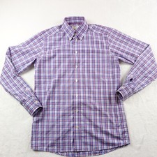Eton Dress Shirt Men 15.75 40 Blue Plaid Contemporary Fit