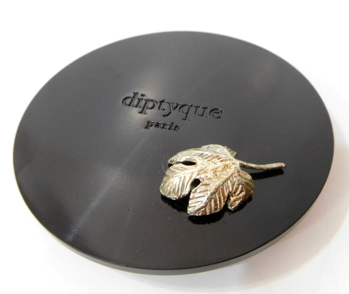 DIPTYQUE LEAF CANDLE LID ~ black bakelite snuffer cover fits 6.5oz