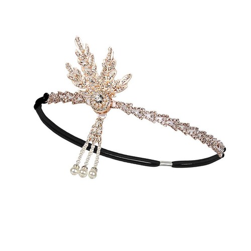 Tasha Black & White Feathered Headband Hair Accessory Tasha Feather Headband Purple Black Rhinestone Bling  main image 3