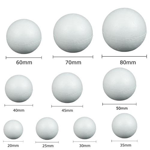 Party Solid Foam Ball Polystyrene Balls Round Craft Floral Tree White 20mm 80mm - Picture 3 of 20