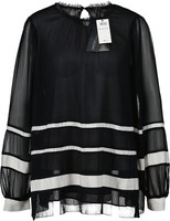 Marc Cain Damen Bluse Transparent Dunkelblau-Weiß, N2 / 36