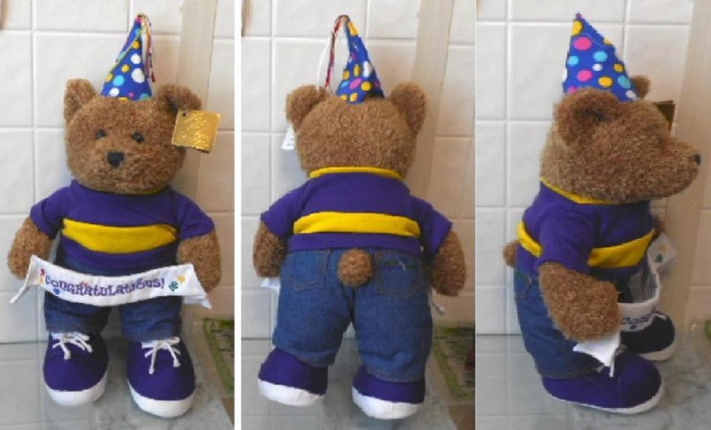 Galerie Au Chocolat Teddy Bear Stand up 15" Tall Plush w/ Congratulations Banner