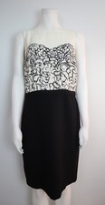 WOMEN'S IVORY WHITE AND BLACK PRINT SHEATH DRESS - ANN TAYLOR LOFT - SIZE 6