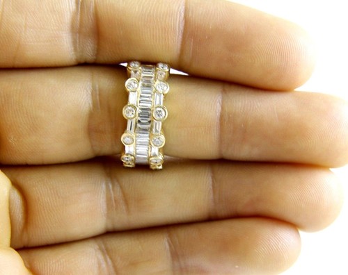 Round & Emerald Cut Diamond Cluster Ballerina Ring Band 14k Yellow Gold 2.26Ct - Picture 4 of 7