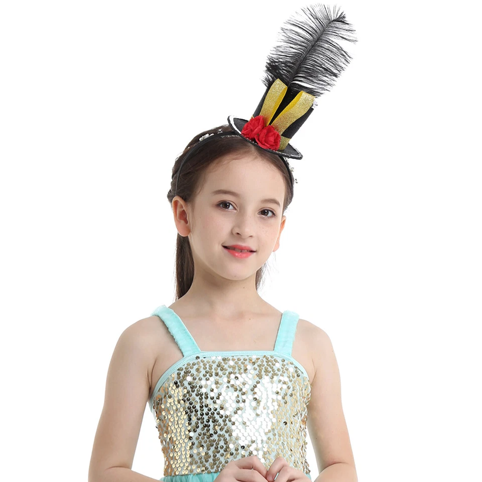 Kids Boys Girls Ringmaster Shiny Headpiece Halloween Cospaly Party Mini Top Hat - Image 2 of 4
