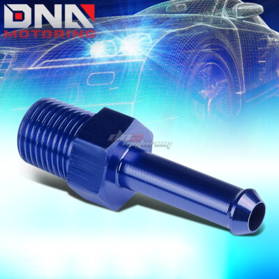 1/8'' NPT MALE STRAIGHT TO 1/4'' HOSE BARB NIPPLE BLUE ALUMINUM ANODIZE ADAPTER