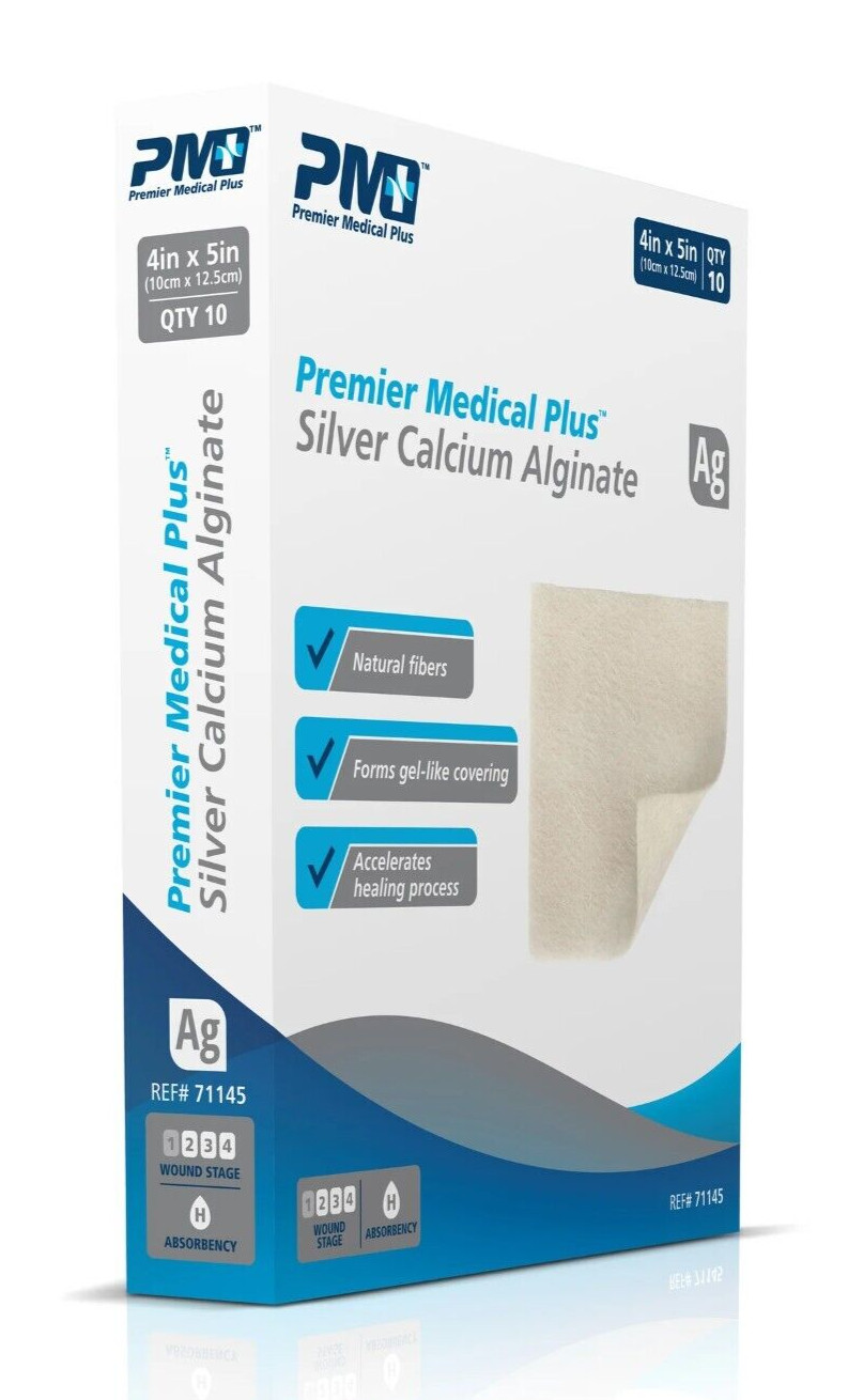 Premier Medical Plus Silver Calcium Alginate Wound Care 4x5 (Box of 10)