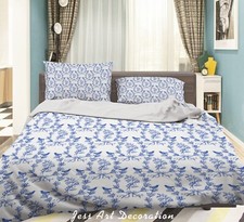 3D Blue Bird Floral Leaf Pattern Quilt Cover Set Duvet Cover Bedding Pillowcases