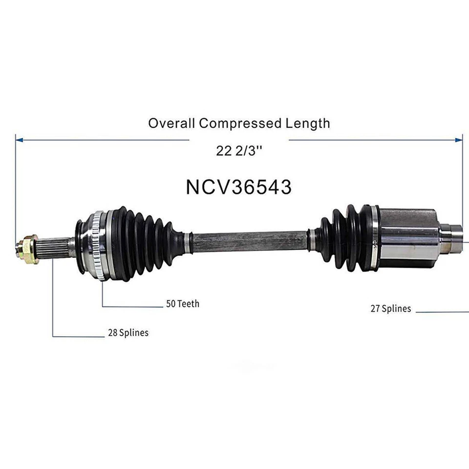 Передний левый правый вал оси CV в сборе для Honda Prelude Coupe 2,2 л 1997-2001 годов выпуска - Изображение 2 из 4