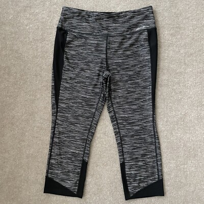 Eddie Bauer Leggings Womens Medium Black White Cropped Capri Yoga Workout Casual