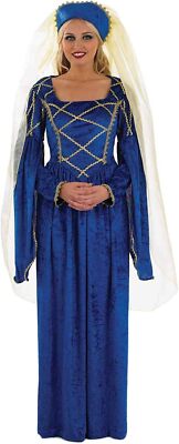 Damen Tudor Königin Kostüm Damen Mittelalter Prinzessin Lady Kleid Kostüm S-XXL