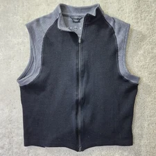 Nike Golf Wool Vest Mens Large Black Gray Full Zip Embroidered Retro Preppy Logo