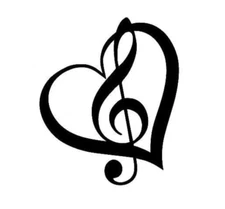 Music Heart Note - Black Vinyl Decal Car Truck Windows camper laptop notebook